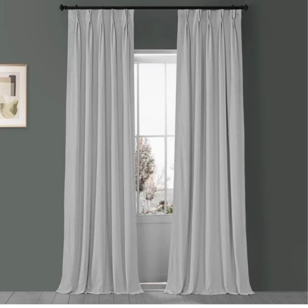 NEW 25”x120” Porcelain White French Pleat Signature Velvet Blackout Curtain